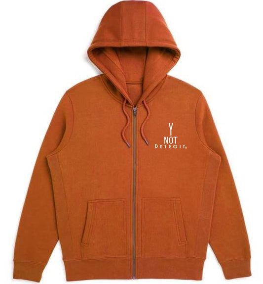 Y Not Detroit logo zipper hooded sweat.